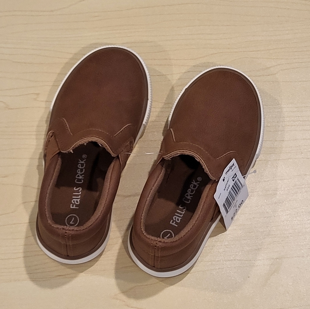 Brown Slip-On Kids Shoes - Picture 2 of 10